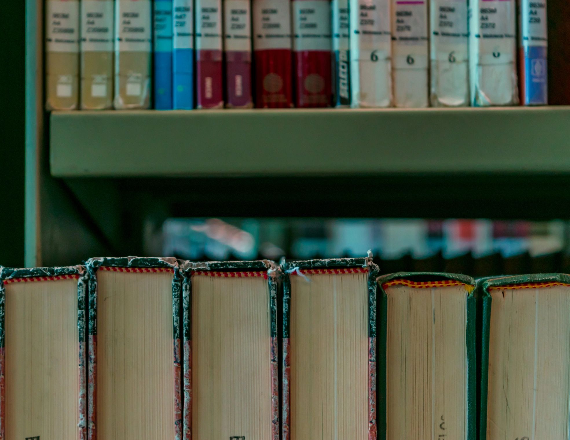 Shelf with books in a library