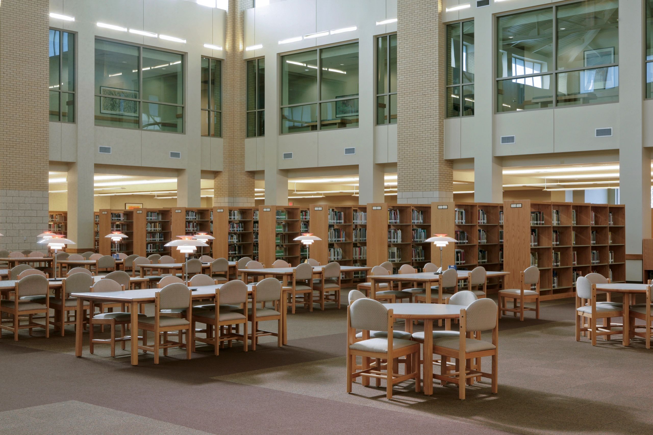 Library shelves and reading space