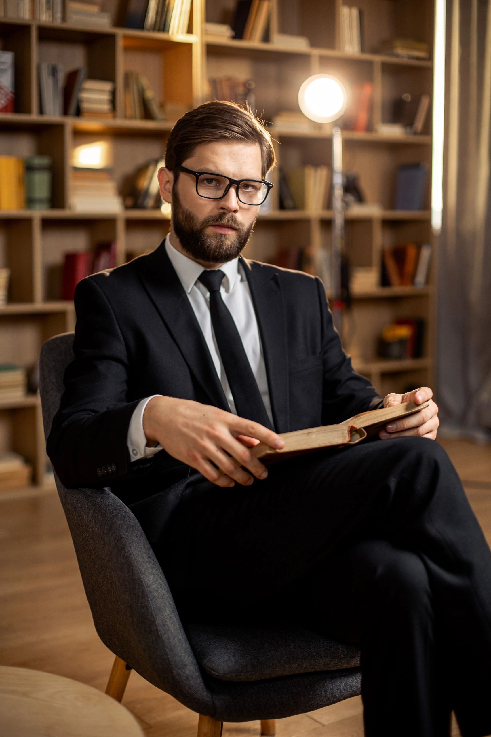 Author portrait with book