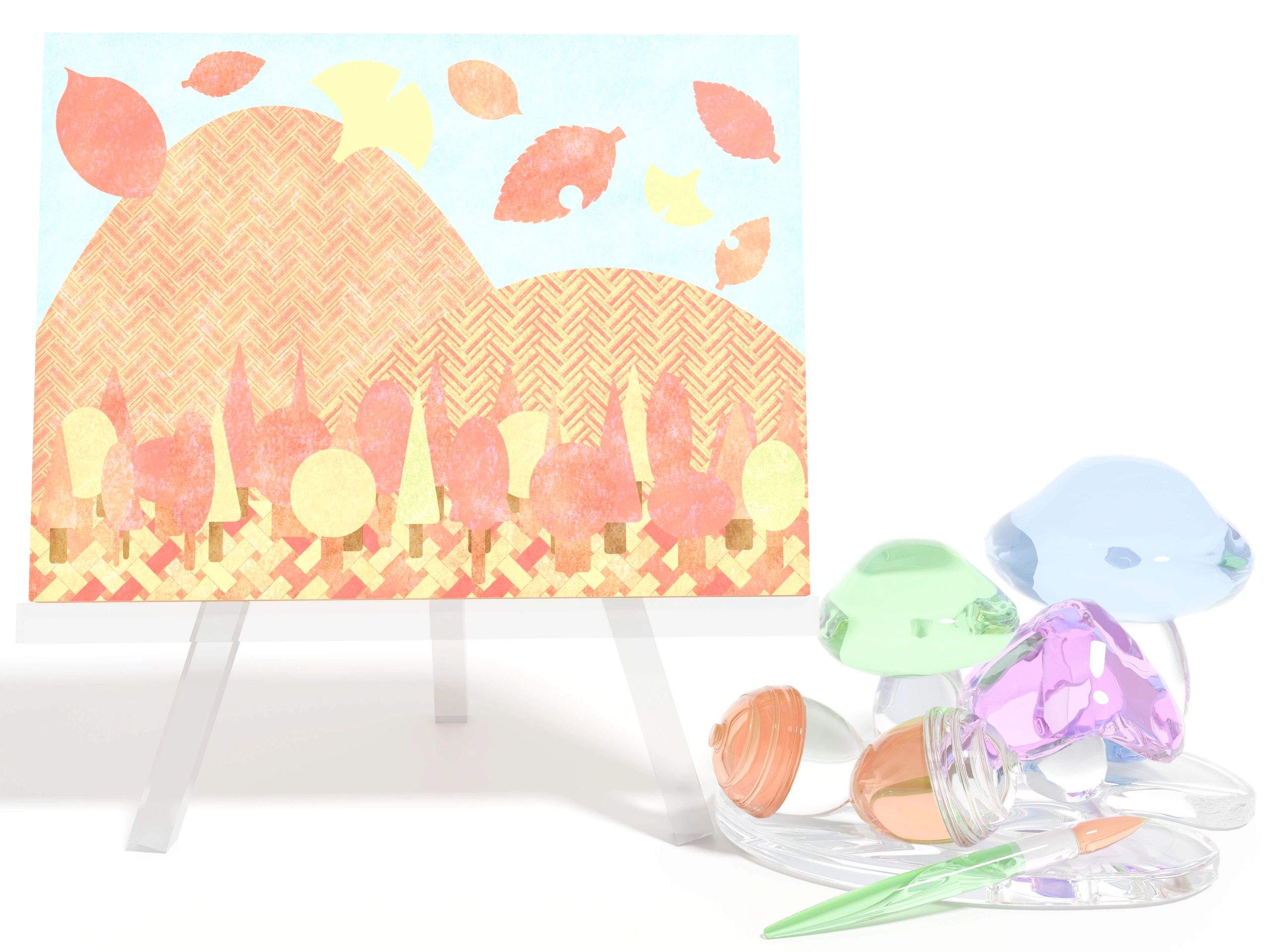 Whimsical decorative scene for children's storytelling