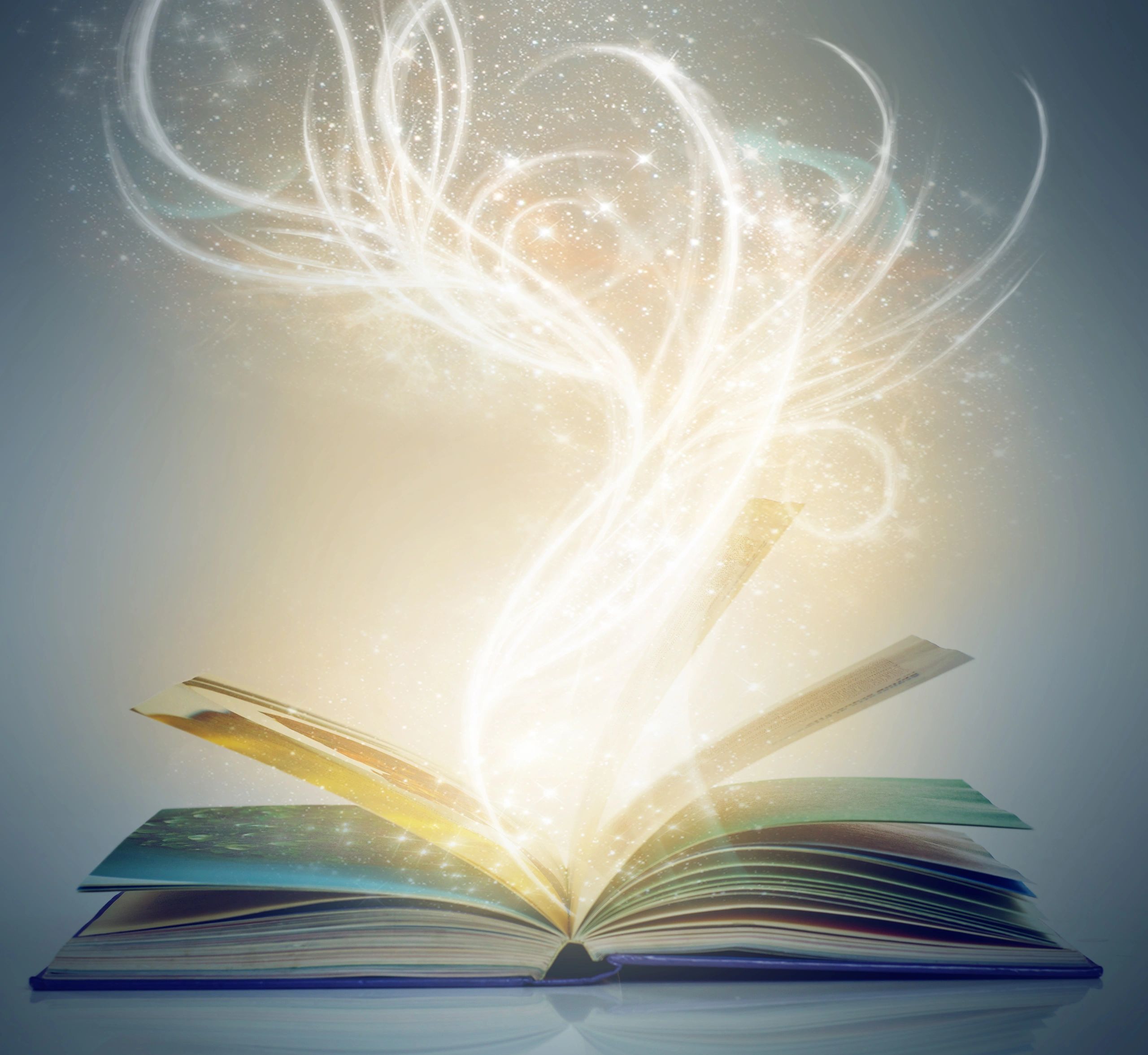 Magical glowing book representing imaginative picture books